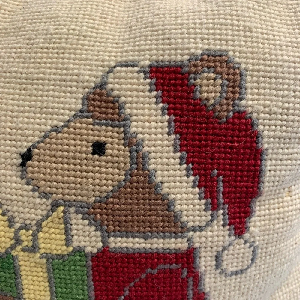 Vintage Needlepoint Christmas pillow